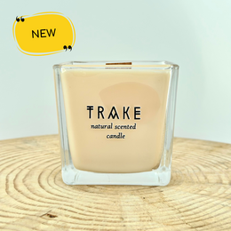 Natural scented candle with jasmine and white flowers, handcrafted wooden wick, 250g.