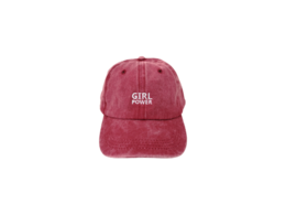 A casual, adjustable baseball cap in various colors featuring the text "GIRL POWER" printed on the front.