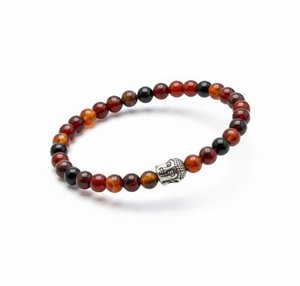 Women's bracelet Fire Agate 6 mm with Buddha bead