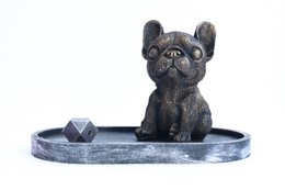 Fransk Bulldog siddende røgelsesholder sæt
