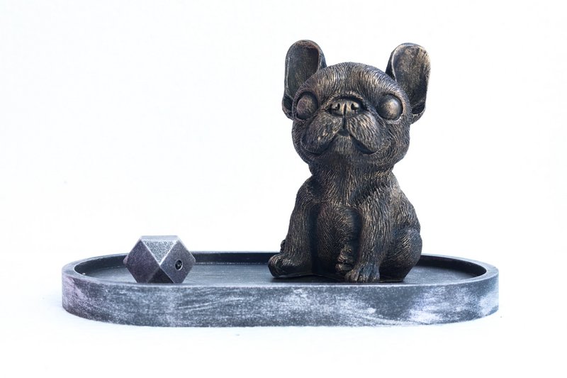 Fransk Bulldog siddende røgelsesholder sæt