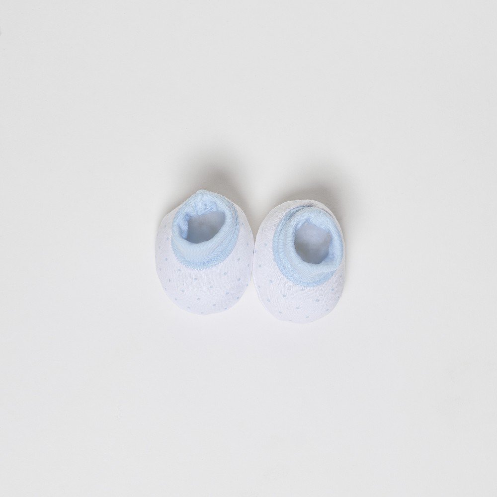 SET 4 STUKS (MUTS+HANDSCHOENEN+SLABBER+SOKKEN) VOOR NIEUWBORGEN (0-6 MAANDEN) - 100% KATOEN - MOD. BLAUW