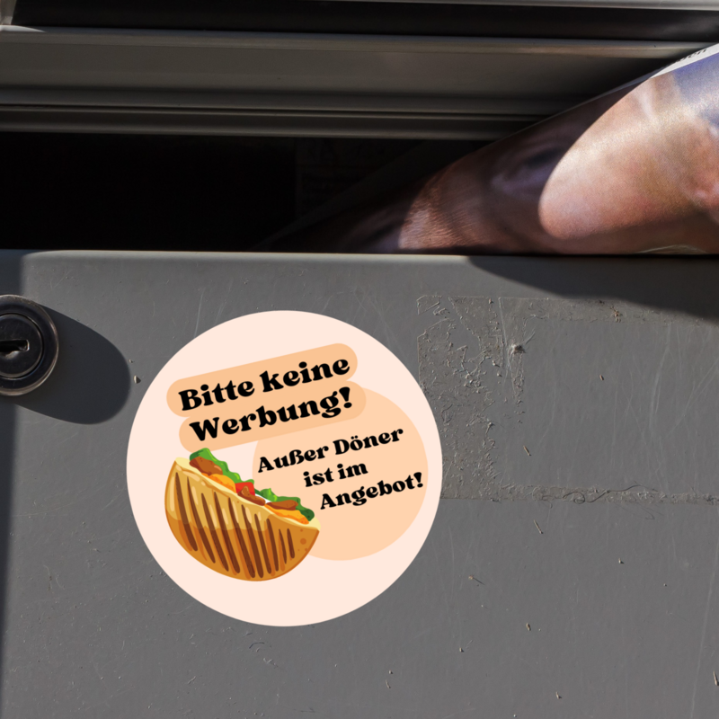 Autocollant | Autocollant de boîte aux lettres - Aucune publicité - Sauf que Kebab est proposé!