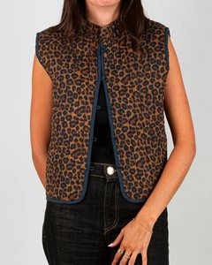 Le gilet matelassé sans manches femme Léopard marron