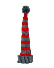 Santa hat - Red/grey striped coarse knit