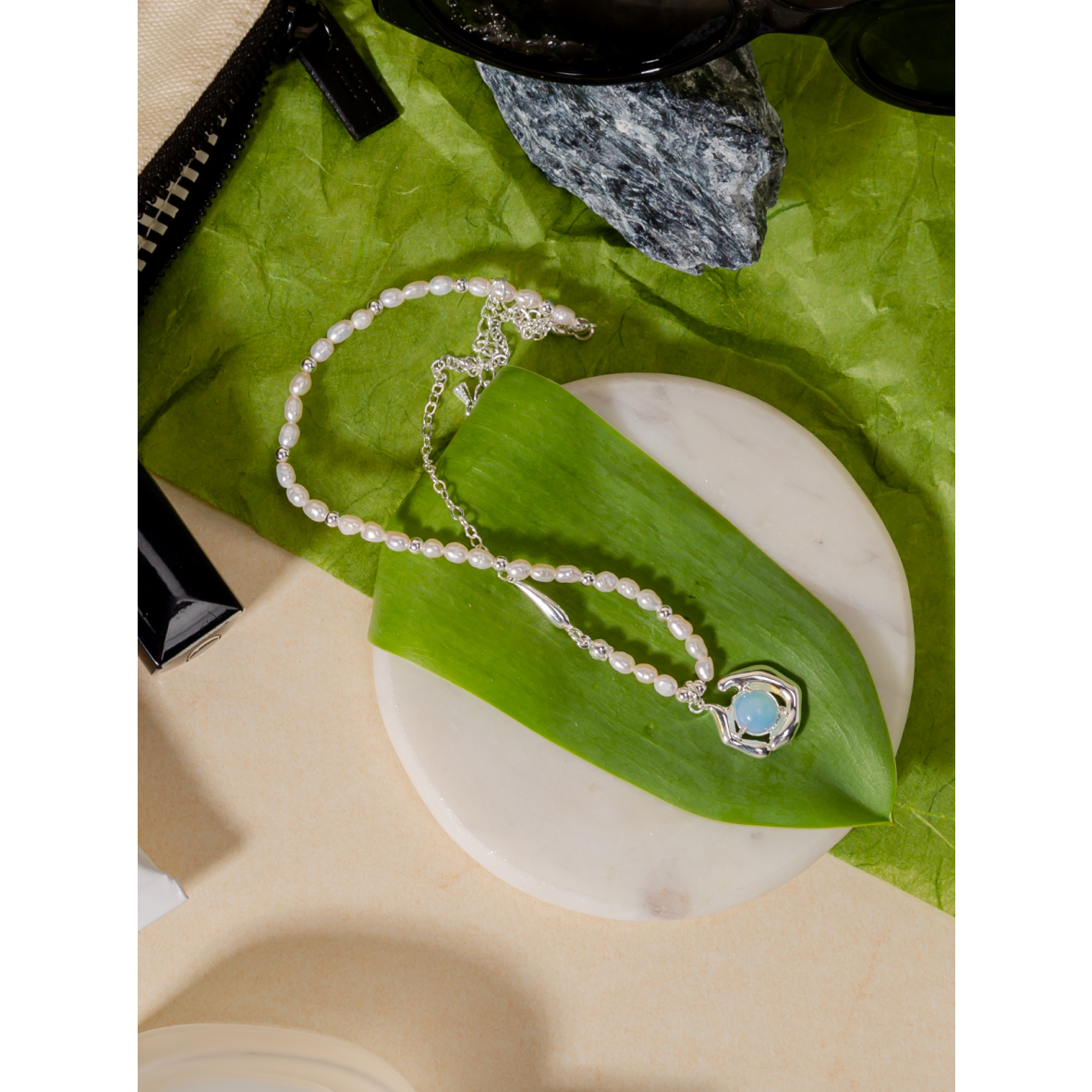 Collier de perles du lac au clair de lune