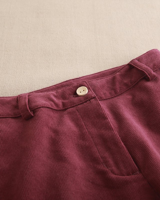 Pantalon long en velours côtelé pour fille couleur aubergine P80-11604175
