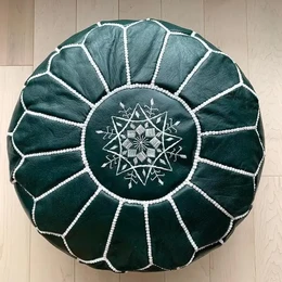 Marokkanischer Leder-Pouf, marokkanischer Ottoman-Pouf