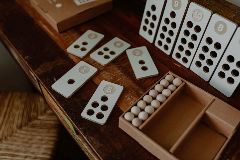 Tal til at lære at tælle, træklodser, montessori