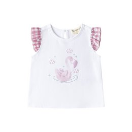 T-shirt med flæseærmer og lilla tegning BGV66552