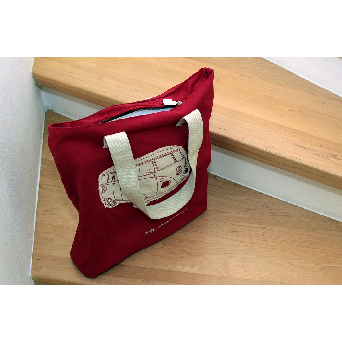 Bolso Shopper de Lona Volkswagen VW T1 Bus - Silueta/Rojo