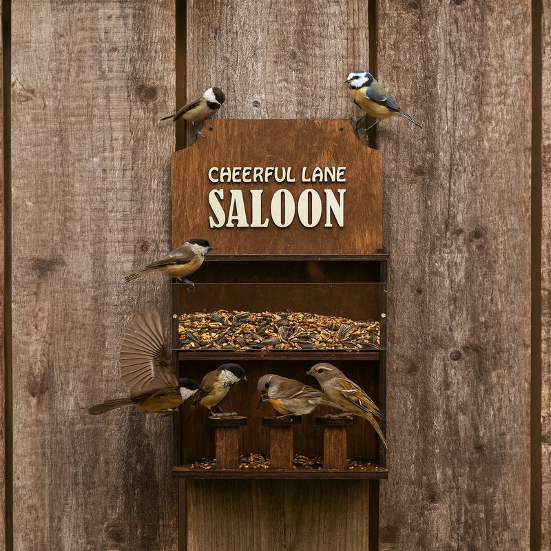 Mangeoire à oiseaux en bois « Saloon », décor élégant de jardin et de balcon, cadeau pour les amoureux des oiseaux