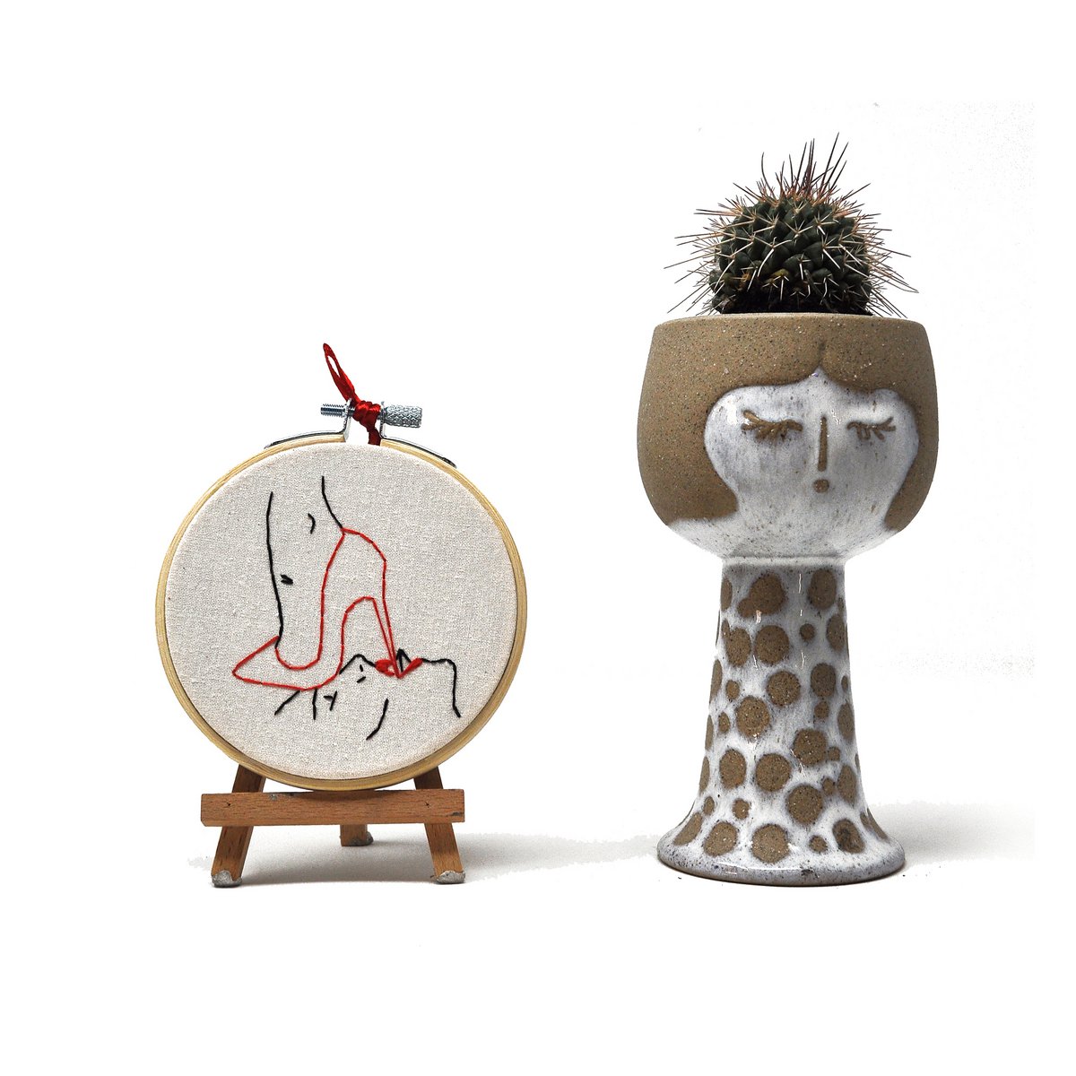 Handmade Embroidery Hoop Wall Art - Erotic Design - Textile Wall Decoration 10cm