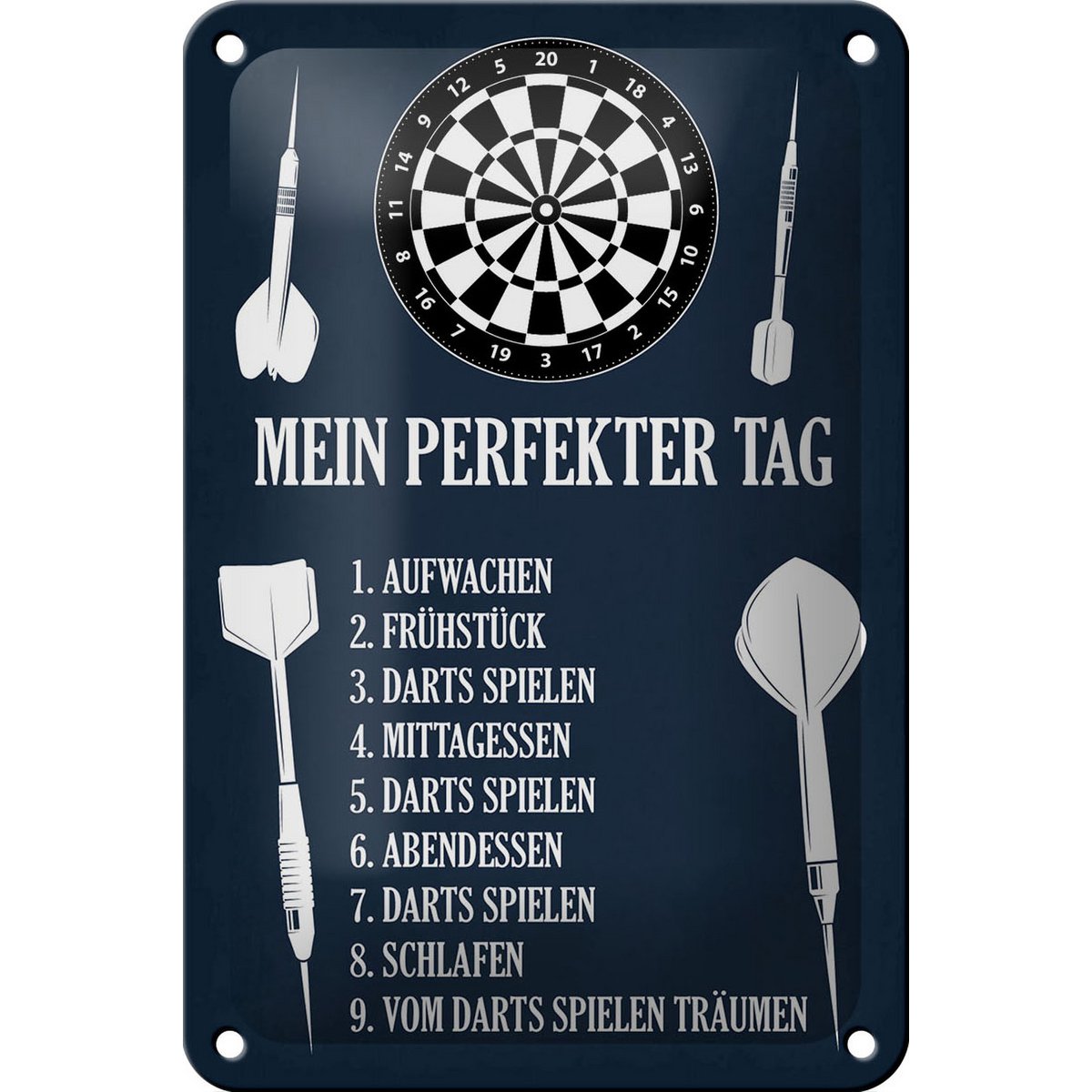Tin sign saying 12x18cm my perfect day darts games decoration