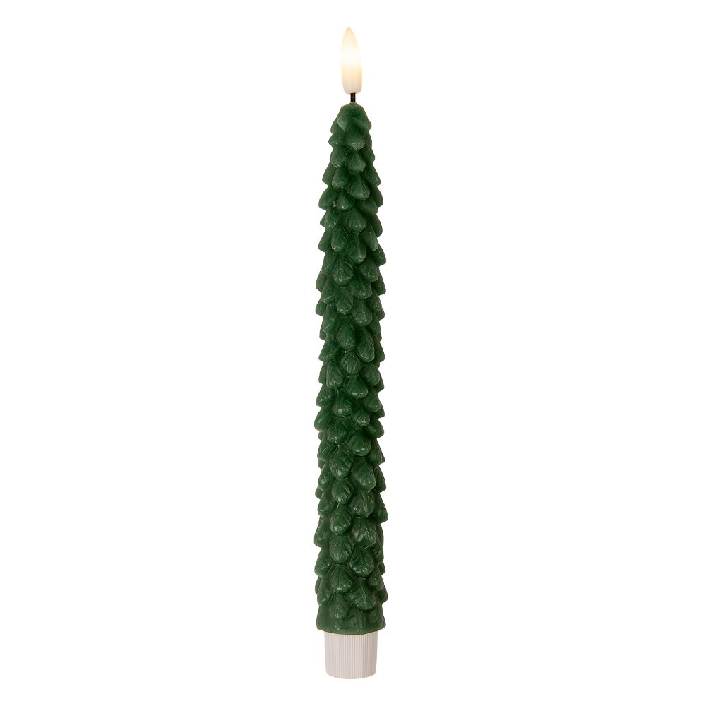 LED Dinerkaarsen set van 2 Ø 3x25 cm Groen Wax