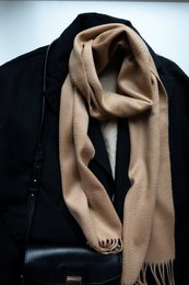 Fin vævet - 100% cashmere vævet tørklæde med frynser