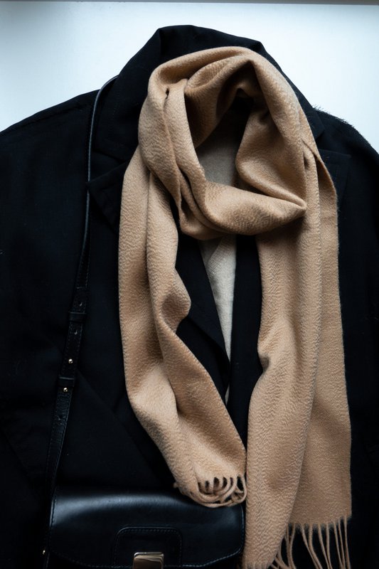 Fin vævet - 100% cashmere vævet tørklæde med frynser