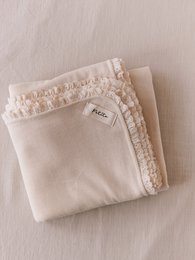 Knit + Muslin Blanket / buttercream + lace
