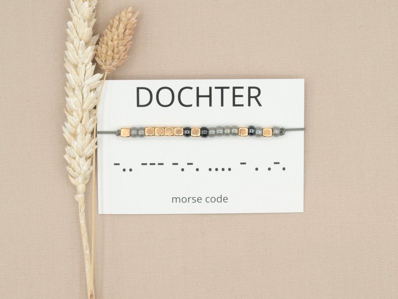 Morse code armband Dochter (zilver,rosé goud,goud)