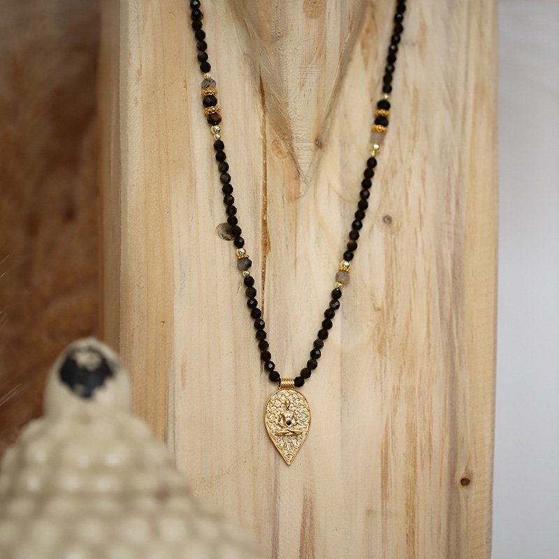 Collar colgante Buda obsidiana