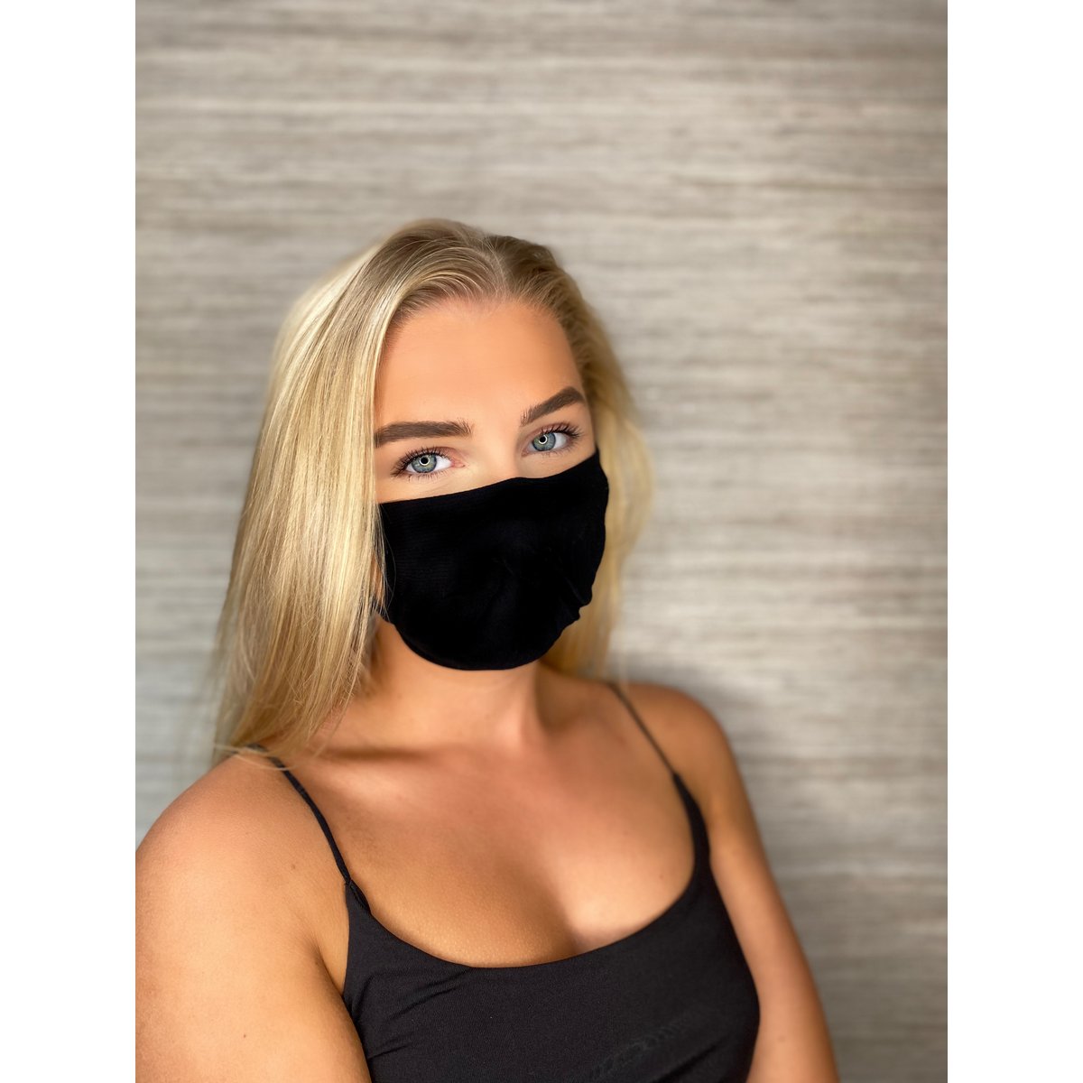 Sports mouth cap washable 2-layer Black