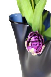 Vase glass wavy dark blue table vase blue glass vase 30 cm high