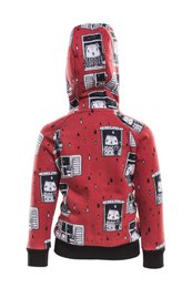 Zip Hoodie, Allover Rain Watchers Print on Red