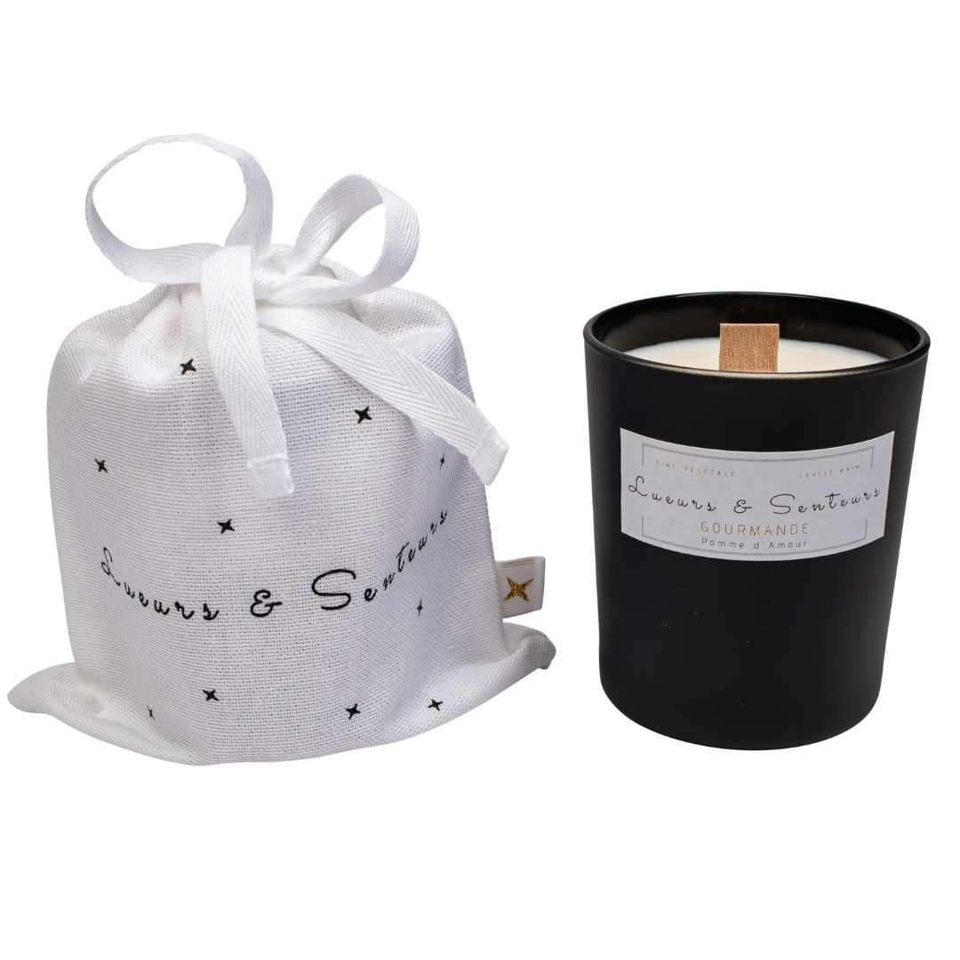 Bougie Pomme d'amour mèche bois