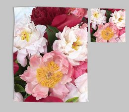 Ensemble torchon et torchon rouge pivoine