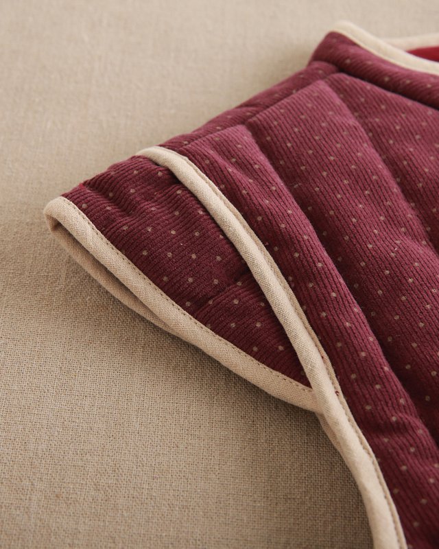 Paars corduroy vest voor meisjes met beige stippen P78-11604145