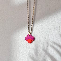Amalfi - Artisan Orange and Fuchsia Four-leaf Clover Necklace