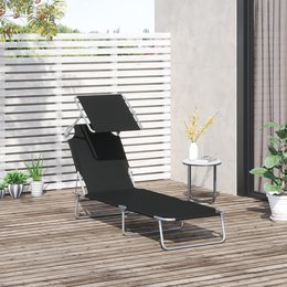  Sonnenliege klappbar Gartenliege mit Dach, Liegestuhl mit 4-Fach verstellbare Rückenlehne, wetterfeste Campingliege bis 120 kg belastbar, für Garten Strand Pool, Rot