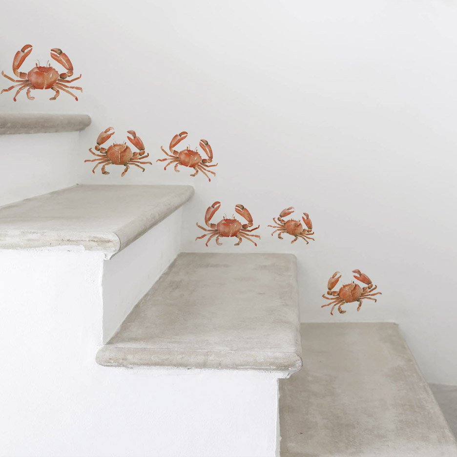 Watercolor crab wall sticker