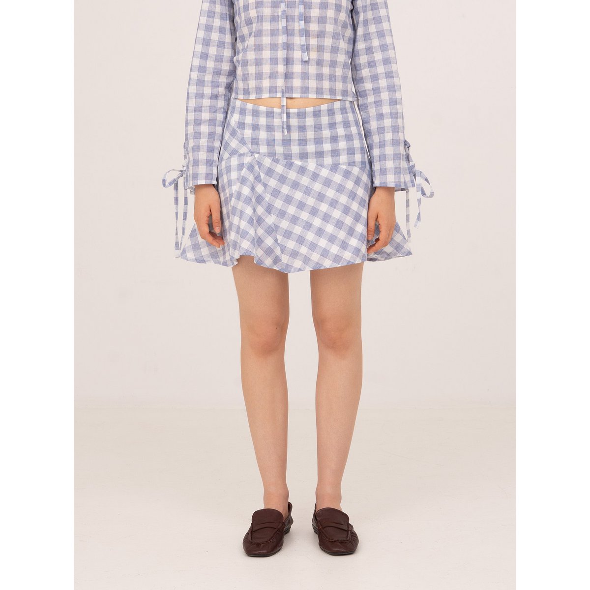 Pendle plaid blå mininederdel