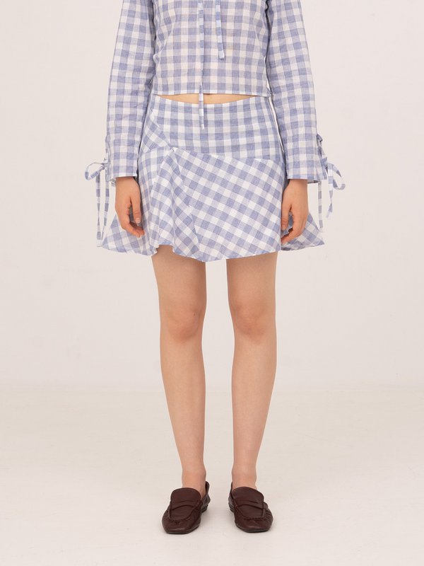 Pendle plaid blå mininederdel