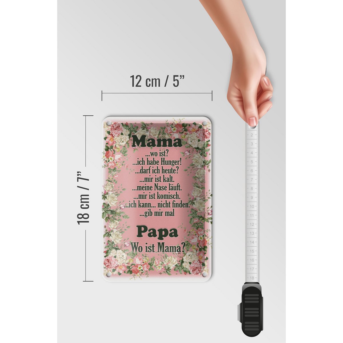 Blechschild Spruch 12x18cm Mama ich habe Hunger ist kalt Dekoration