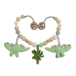 Chaîne de poussette au crochet dinosaure DINO en menthe