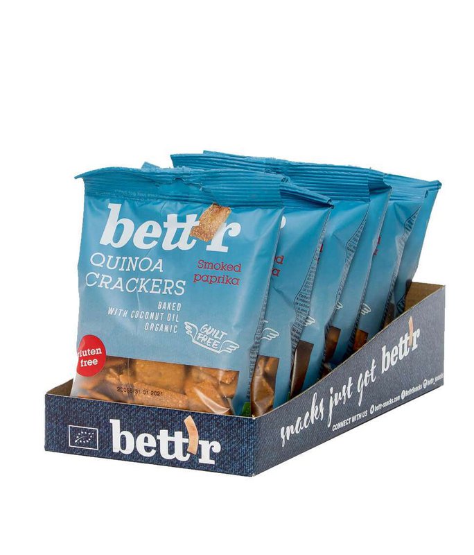 Quinoa Crackers Smoked Paprika, organic, Bett'r, 100g