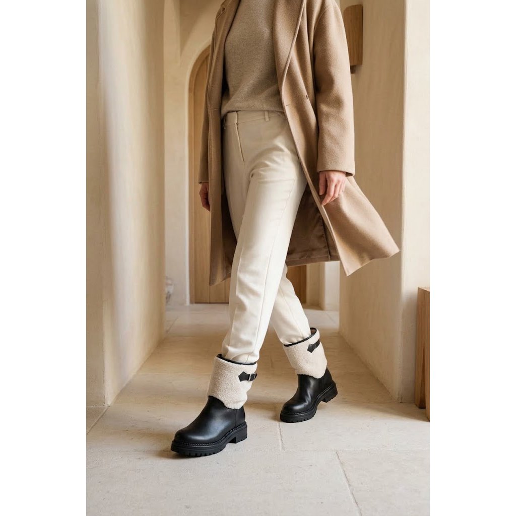 WELL BLACK – Winterstiefel aus Kunstfell und Leder