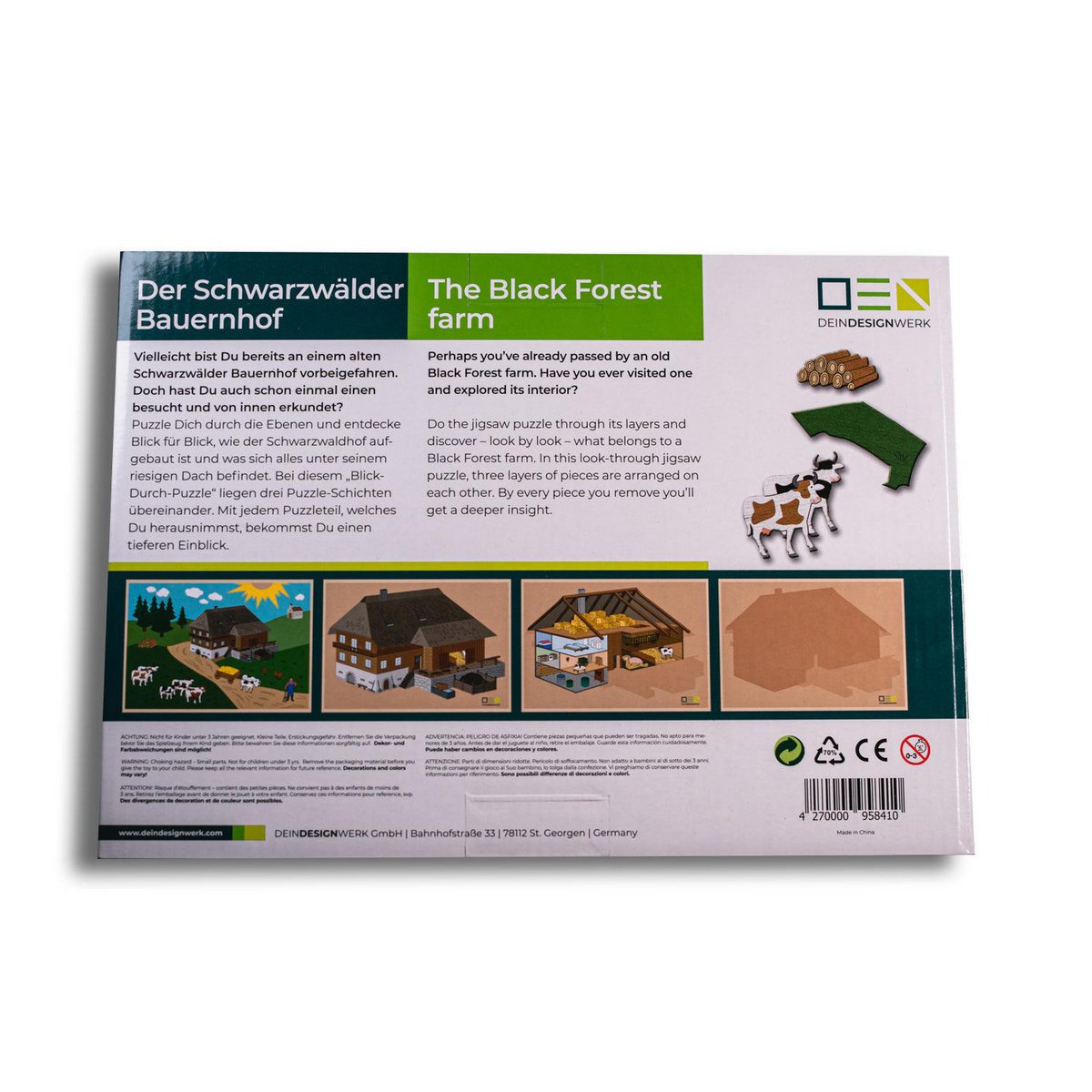 Blick-Durch-Puzzle: Schwarzwälder Bauernhof | Mehrschichtiges Holzpuzzle für die ganze Familie | Geschenk für Schwarzwaldliebhaber