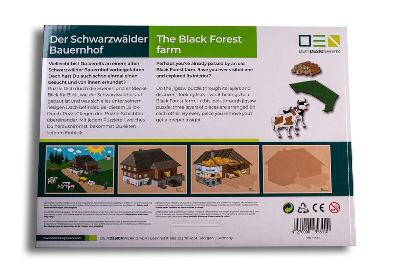 Puzzle da sfogliare: fattoria della Foresta Nera | Puzzle in legno multistrato per tutta la famiglia | Regalo per gli amanti della Foresta Nera