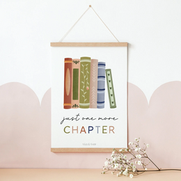 Poster reading books "One More Chapter" - art print book reading corner gift bookworm