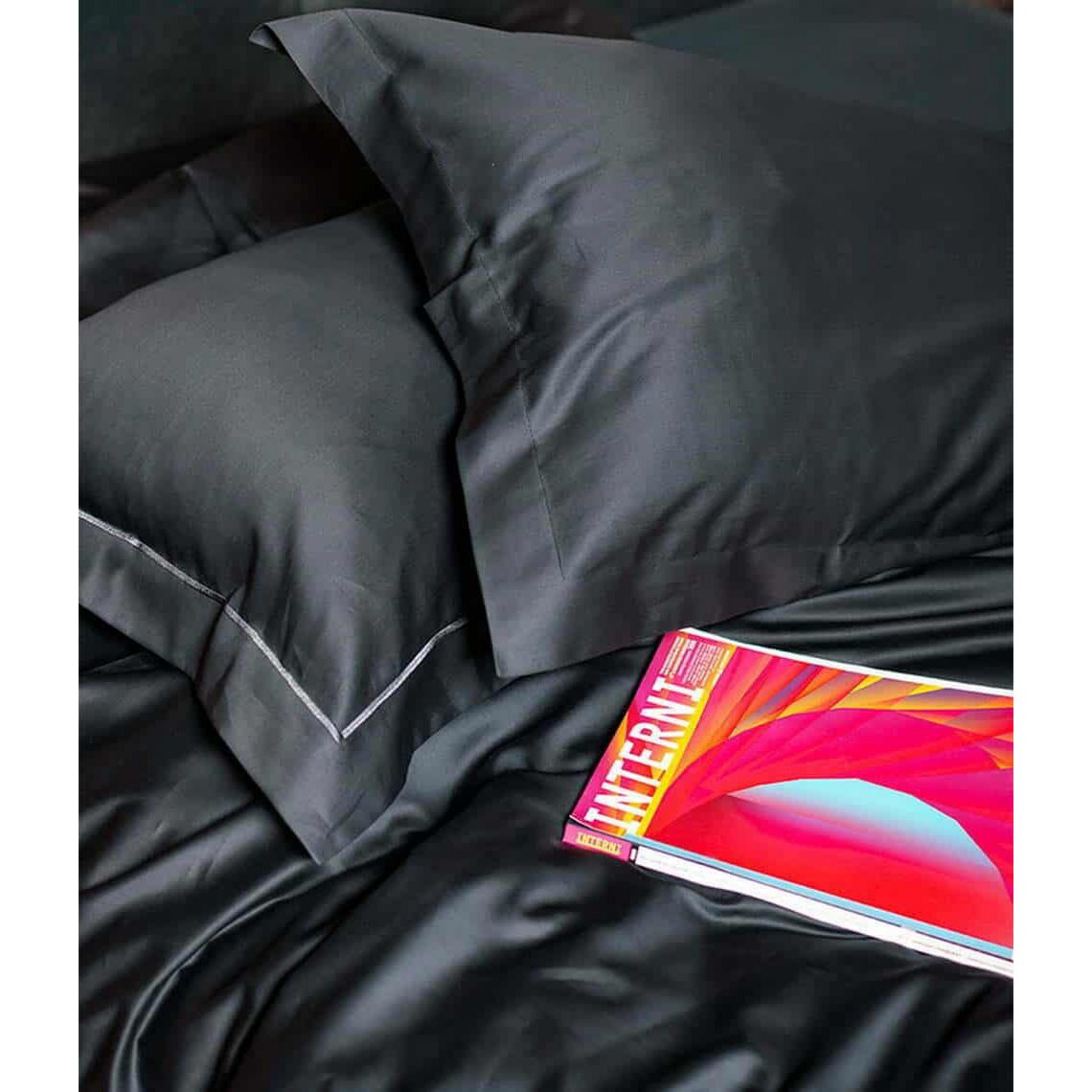 Satin-Bettlaken ohne Gummi, einfarbig Anthrazit