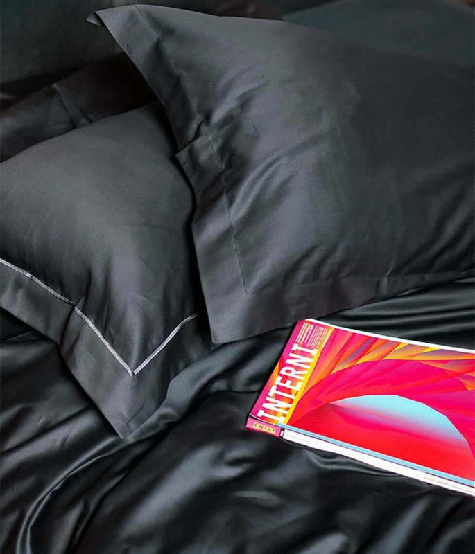 Satin-Bettlaken ohne Gummi, einfarbig Anthrazit