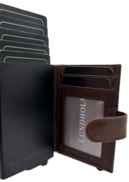 Tarjetero extensible Lundholm para hombre - con compartimento para monedas, billetes - tarjetero de piel tarjetero extensible para hombre