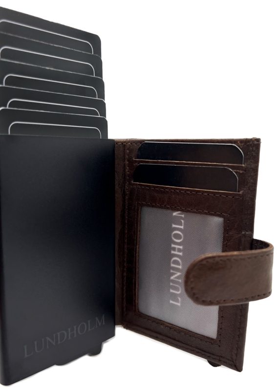 Porta carte da uomo estensibile Lundholm - con scomparto per monete, banconote - porta carte in pelle porta carte di credito estensibile da uomo