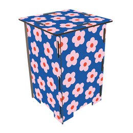 A black and white hexagonal patterned stool, suitable for use as a side table or footrest. The stool features a soccer ball or football design, making it a fun and stylish addition to any room.