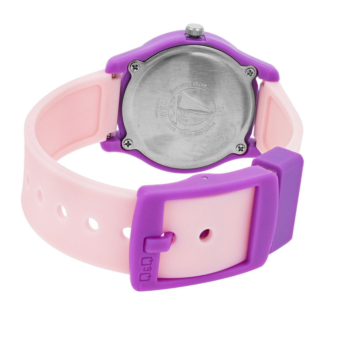Orologio per bambini Q&Q con cinturino in silicone, "Whale", 10 bar, rosa