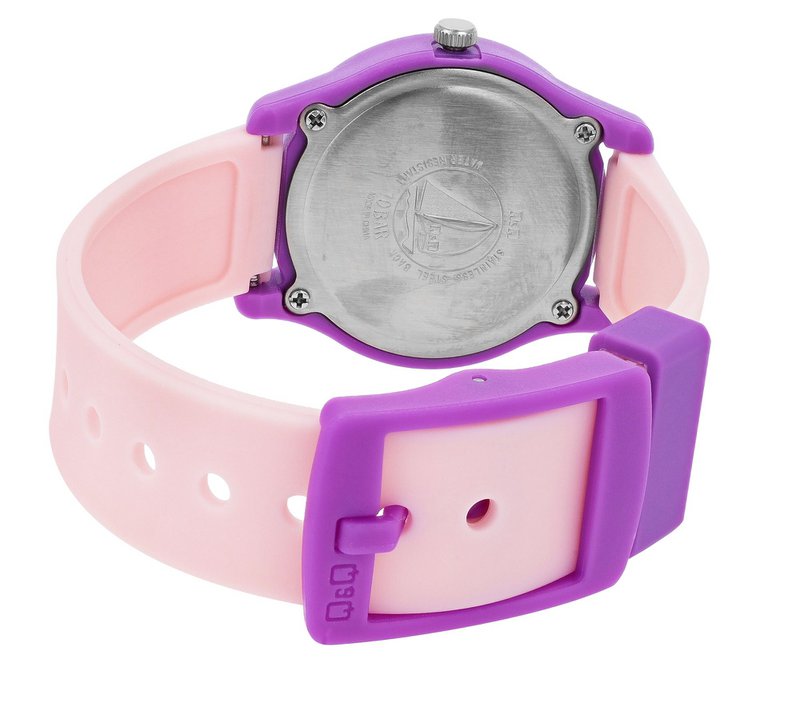 Orologio per bambini Q&Q con cinturino in silicone, "Whale", 10 bar, rosa
