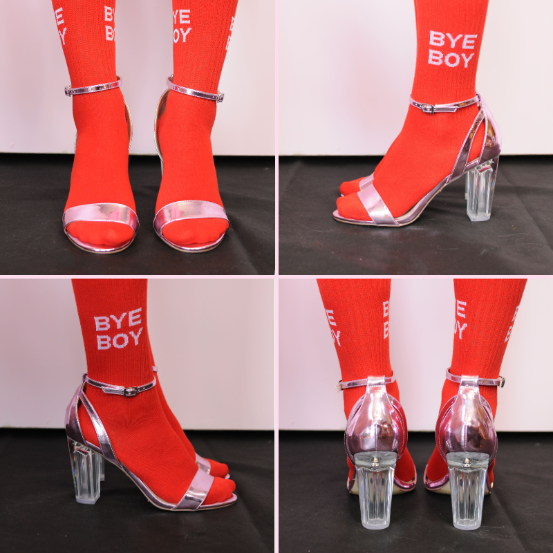 3-pakke %23StatementSocks BAD GIRLS CLUB "Message on Socks" Sokker i hvid, pink og rød gavesæt